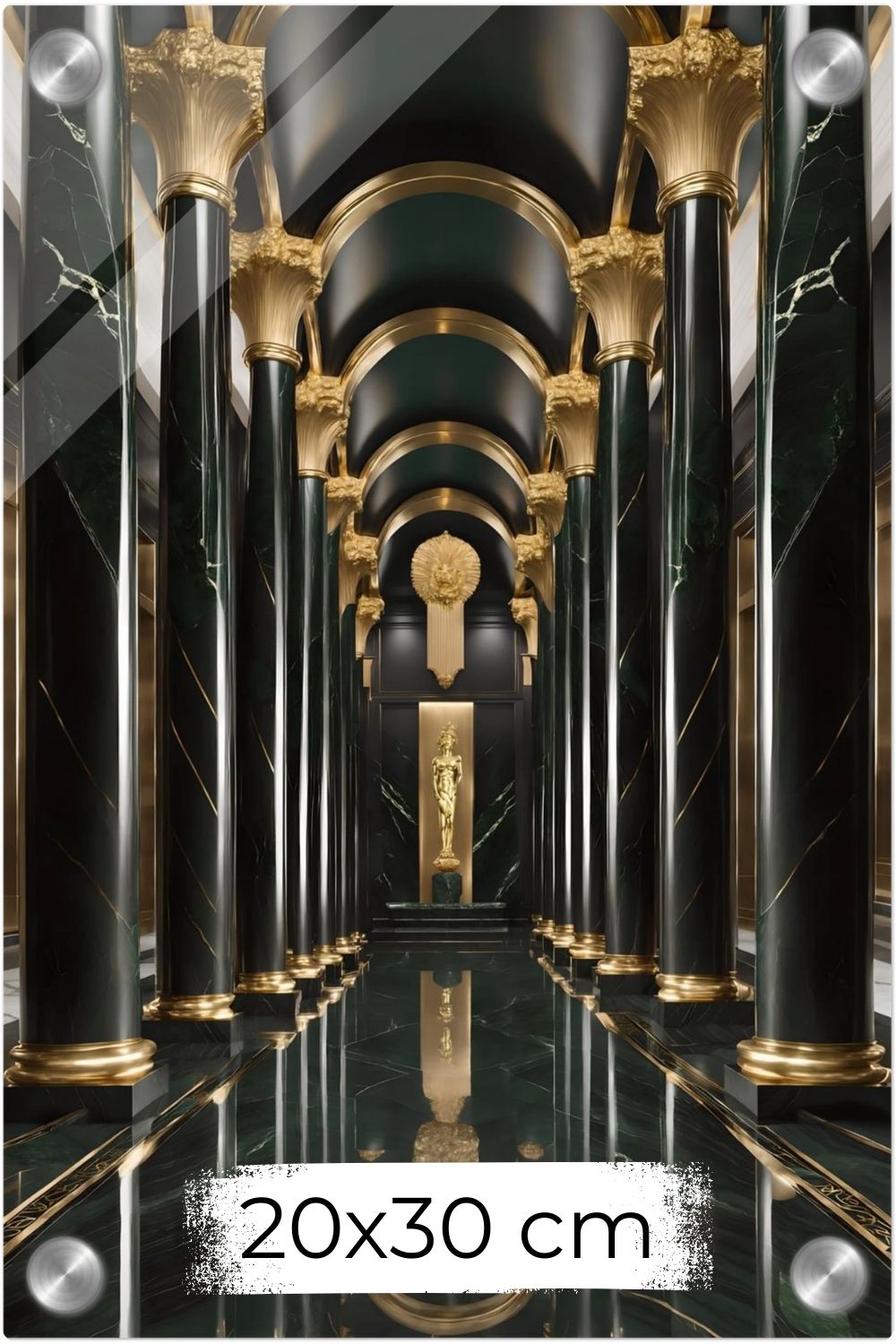 Maximale Opulenz: „Imperial Emerald Hall“ vereint grünen Marmor und goldenen Glanz in perfekter Symmetrie. Jetzt exklusive Premium-Kunst bei Gudekind entdecken. Acryl 20x30 cm