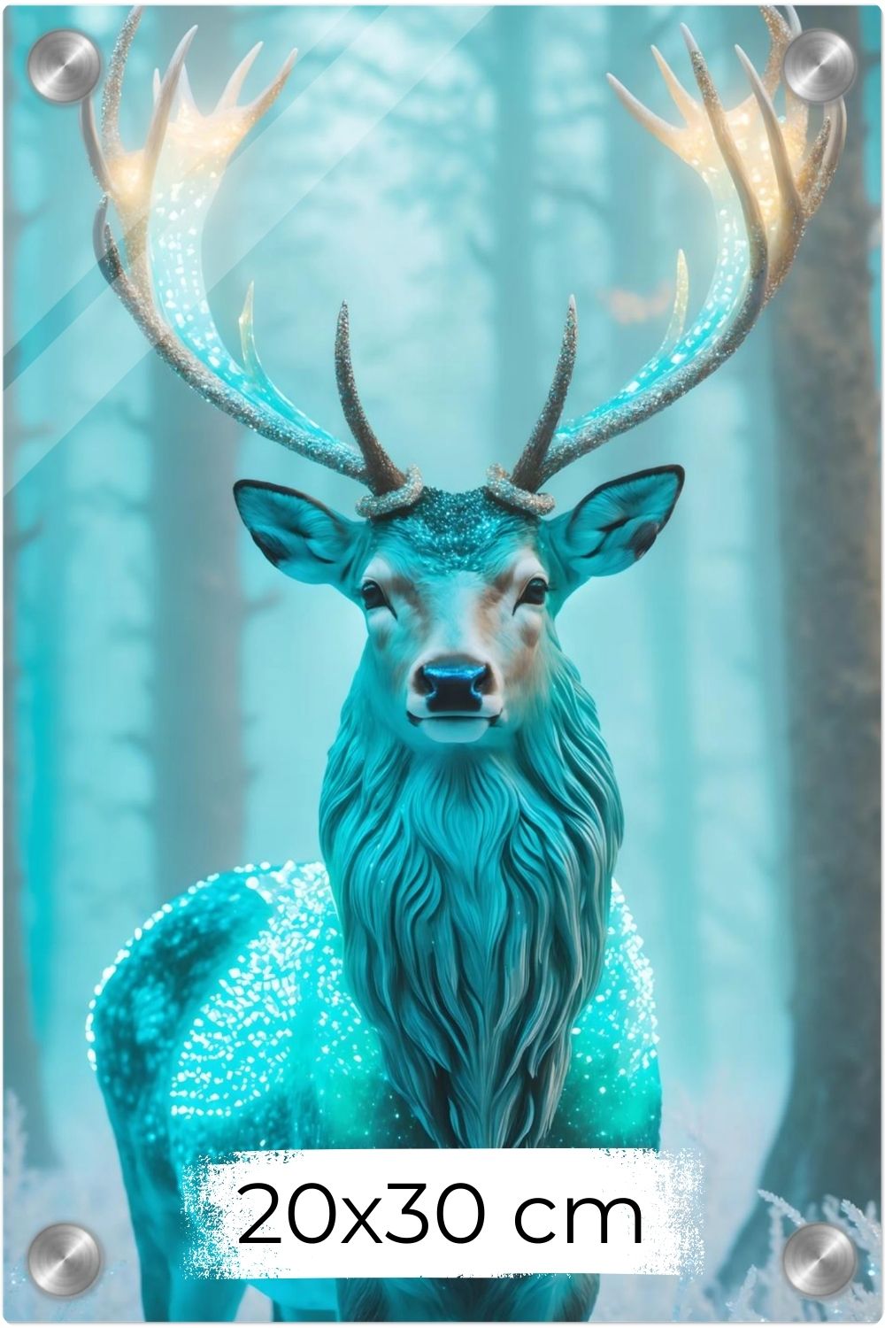 Wächter des Waldes: „The Sentinel“ besticht durch leuchtendes Geweih & magische Türkistöne. Ein exklusives Natur-Kunstwerk für Ihr Zuhause bei Gudekind. Acryl 20x30 cm
