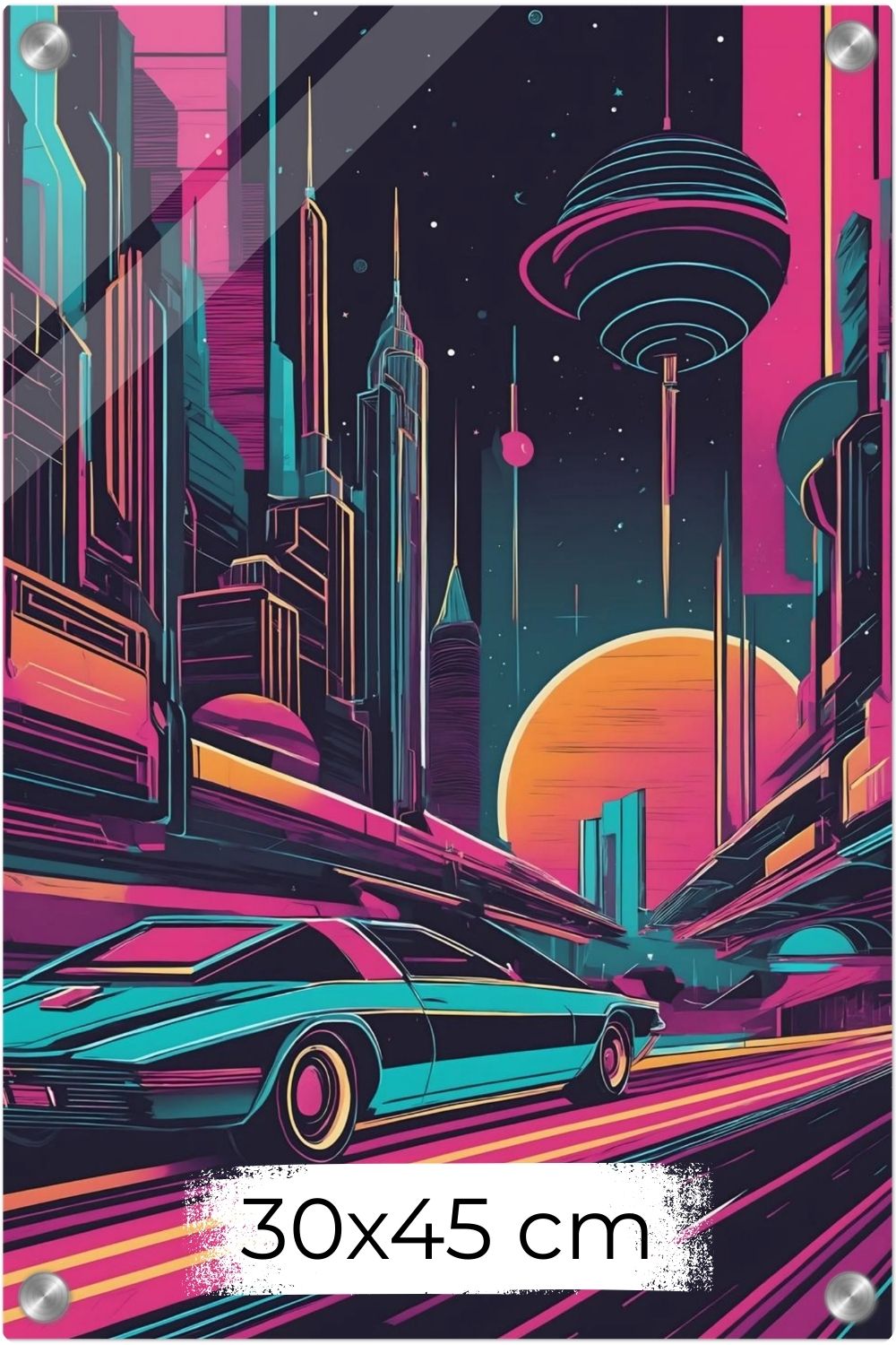 Bringen Sie die 80er zurück: „Neon Speedline“ besticht durch Cyberpunk-Farben & rasante Dynamik. Ein exklusives Statement-Piece. Jetzt bei Gudekind kaufen. Acryl 30x45 cm