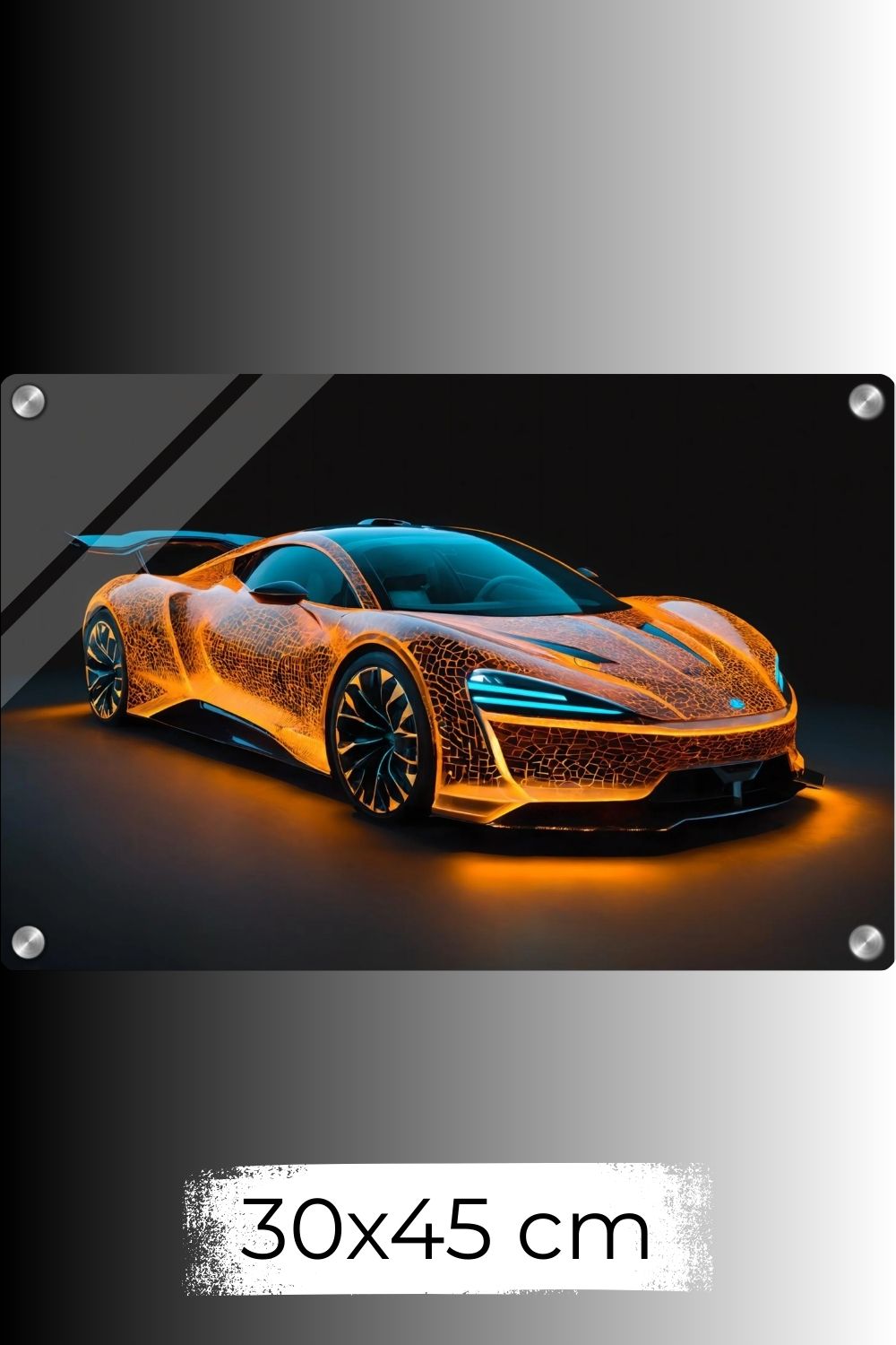 Elektrisierende Geschwindigkeit: „Energy Circuit“ zeigt einen Sportwagen mit leuchtenden Schaltkreisen. Perfekt für modernes Interior. Jetzt bei Gudekind kaufen. Acryl 30x45 cm