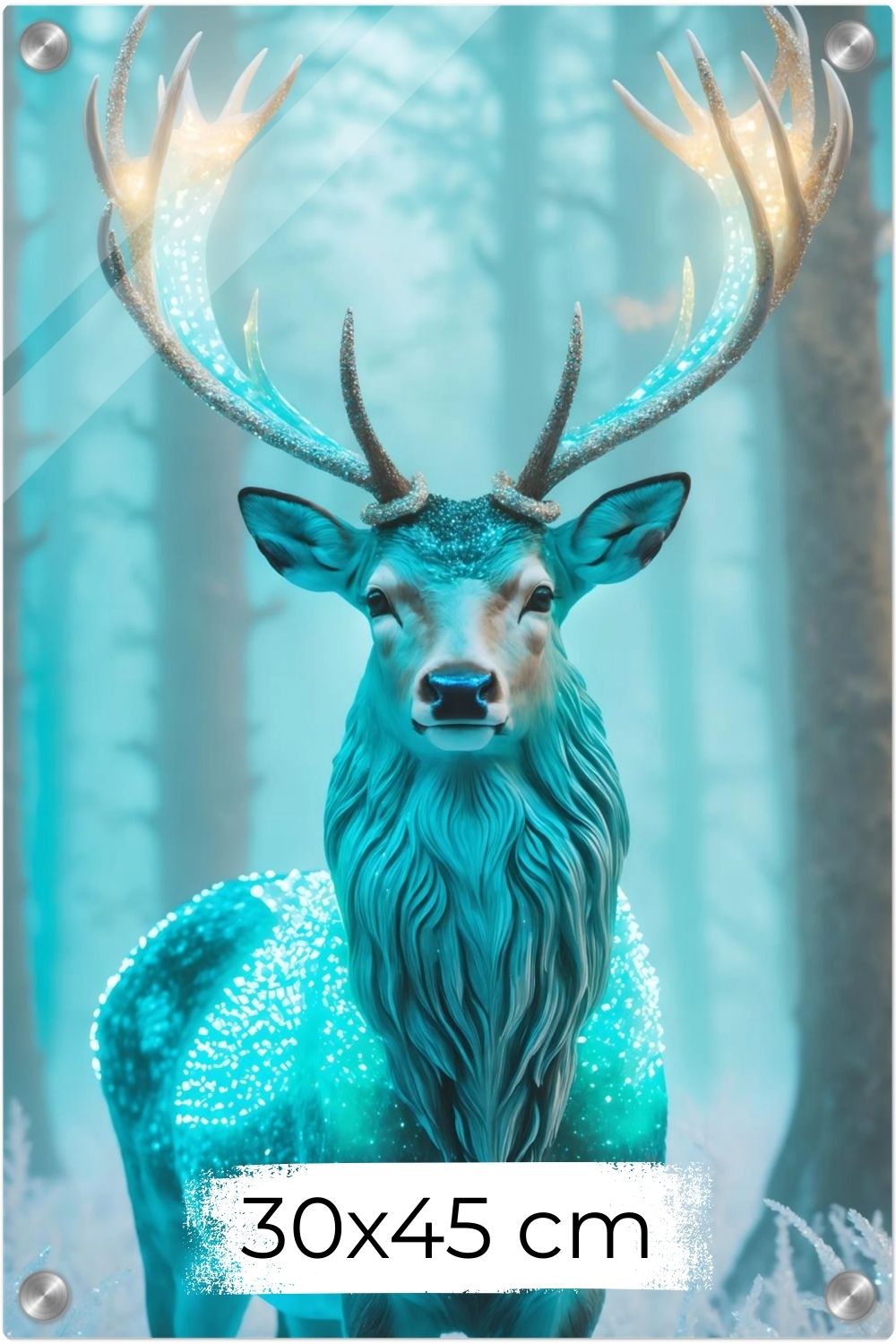 Wächter des Waldes: „The Sentinel“ besticht durch leuchtendes Geweih & magische Türkistöne. Ein exklusives Natur-Kunstwerk für Ihr Zuhause bei Gudekind. Acryl 30x45 cm