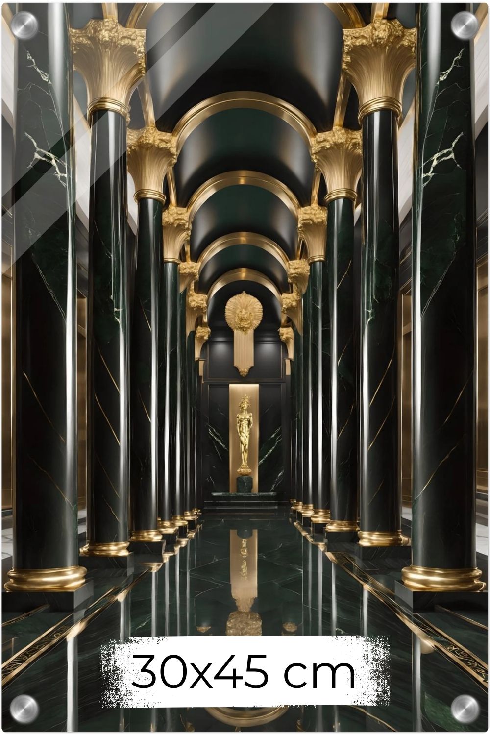 Maximale Opulenz: „Imperial Emerald Hall“ vereint grünen Marmor und goldenen Glanz in perfekter Symmetrie. Jetzt exklusive Premium-Kunst bei Gudekind entdecken. Acryl 30x45 cm