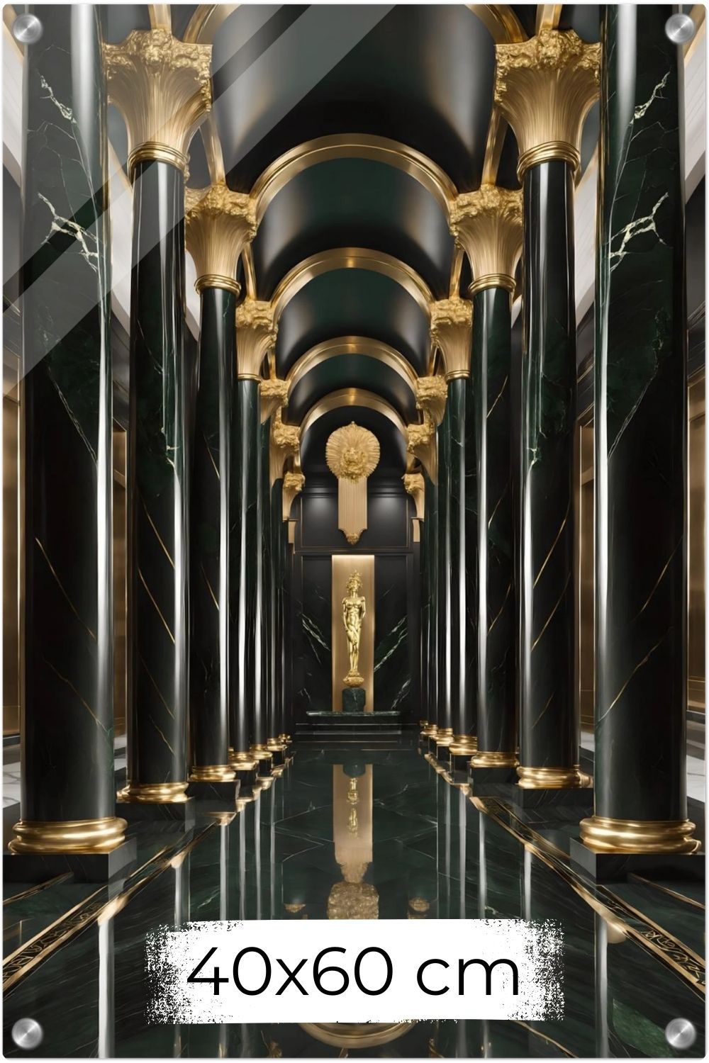 Maximale Opulenz: „Imperial Emerald Hall“ vereint grünen Marmor und goldenen Glanz in perfekter Symmetrie. Jetzt exklusive Premium-Kunst bei Gudekind entdecken. Acryl 40x60 cm