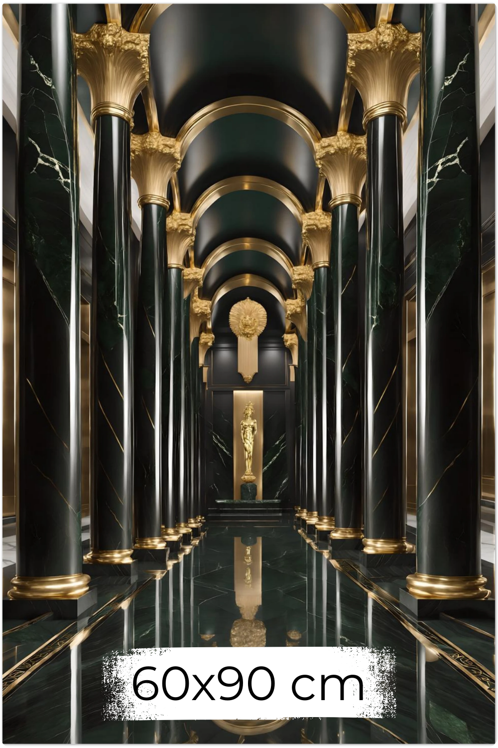 Maximale Opulenz: „Imperial Emerald Hall“ vereint grünen Marmor und goldenen Glanz in perfekter Symmetrie. Jetzt exklusive Premium-Kunst bei Gudekind entdecken. Dibond 60x90 cm