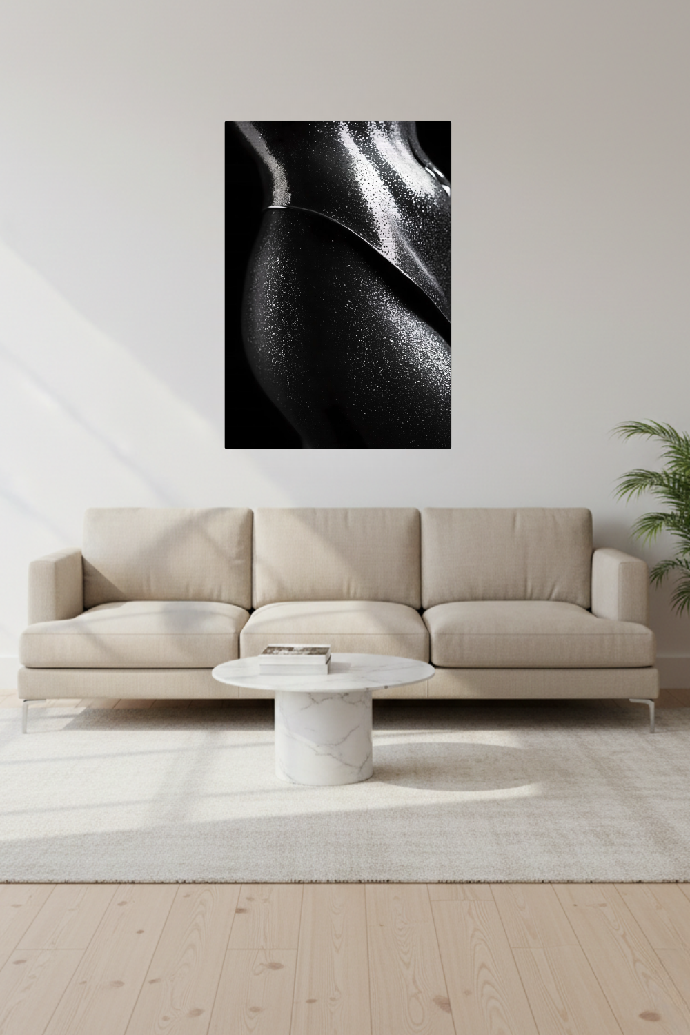 Luxus pur: „Midnight Stardust“ besticht durch funkelnde Partikel & elegante Formen auf tiefem Schwarz. Jetzt exklusive Kunst bei Gudekind entdecken. Brushed