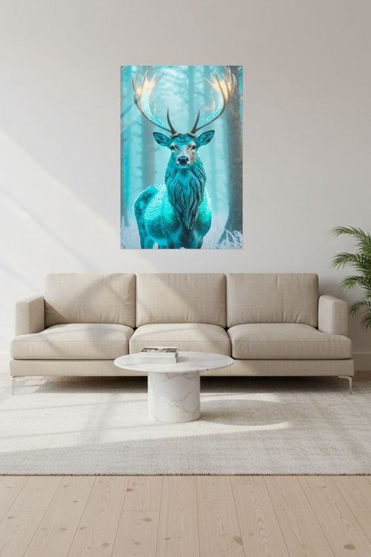 Wächter des Waldes: „The Sentinel“ besticht durch leuchtendes Geweih & magische Türkistöne. Ein exklusives Natur-Kunstwerk für Ihr Zuhause bei Gudekind. Acryl