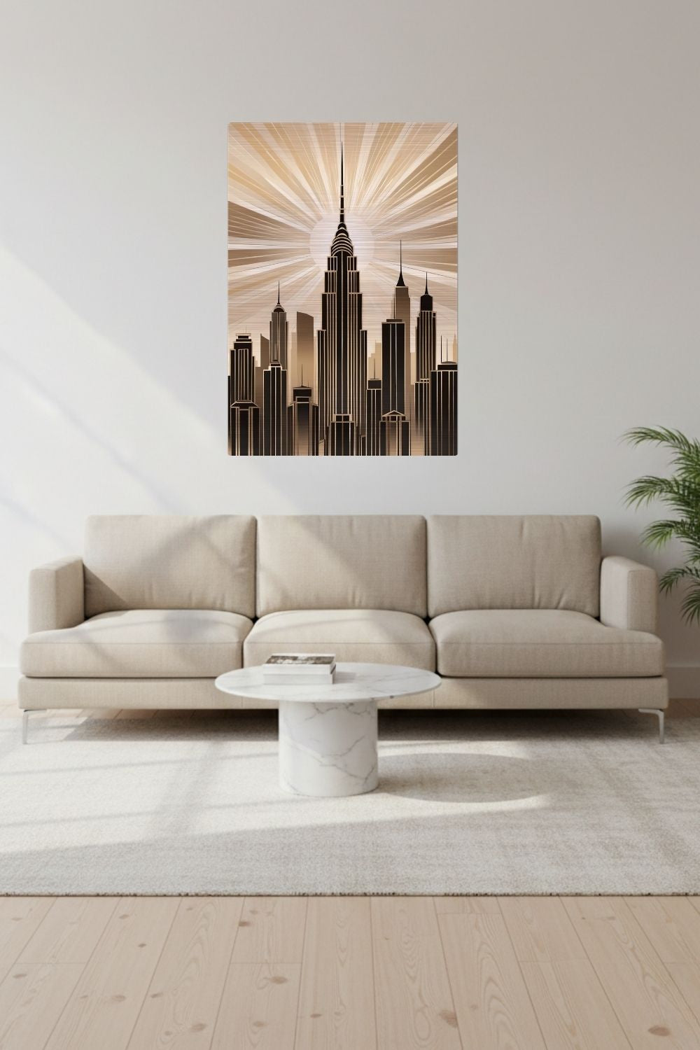 Zeitlose Eleganz: „Empire Radiance“ bringt den Glamour der 20er Jahre als modernes Skyline-Wandbild in Ihr Zuhause. Jetzt exklusiv bei Gudekind bestellen. Brushed