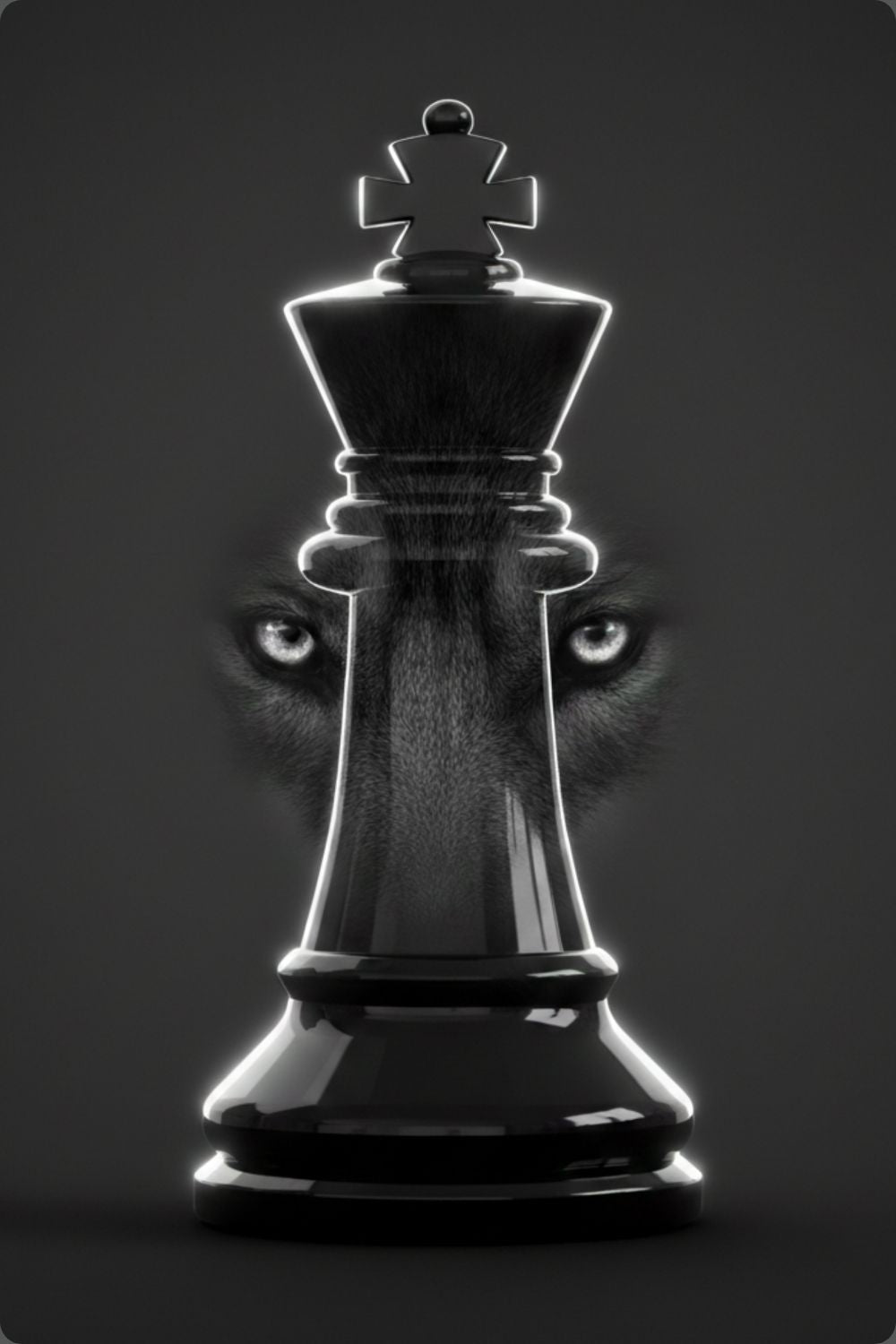 Setzen Sie ein Zeichen für Führung & Strategie. "Alpha Strategy" vereint die Eleganz des Schachs mit der Kraft des Wolfes. Brushed