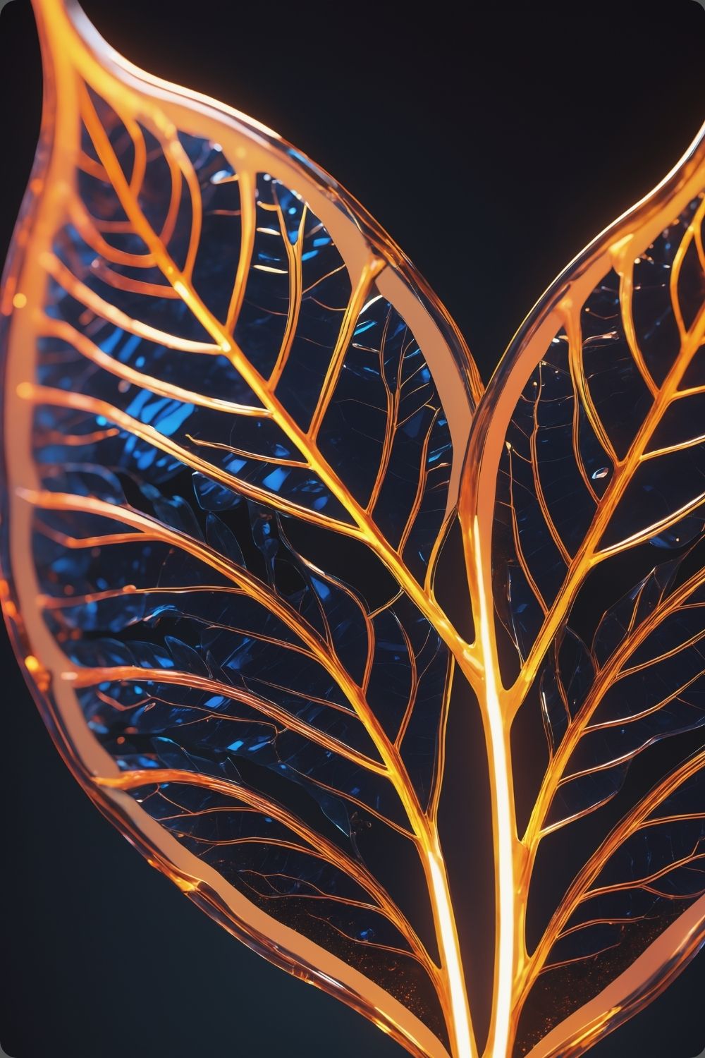 Abstraktes Wandbild mit einer großen goldenen Feder inmitten von fließenden Farbwirbeln in Smaragdgrün und Magenta. Acryl