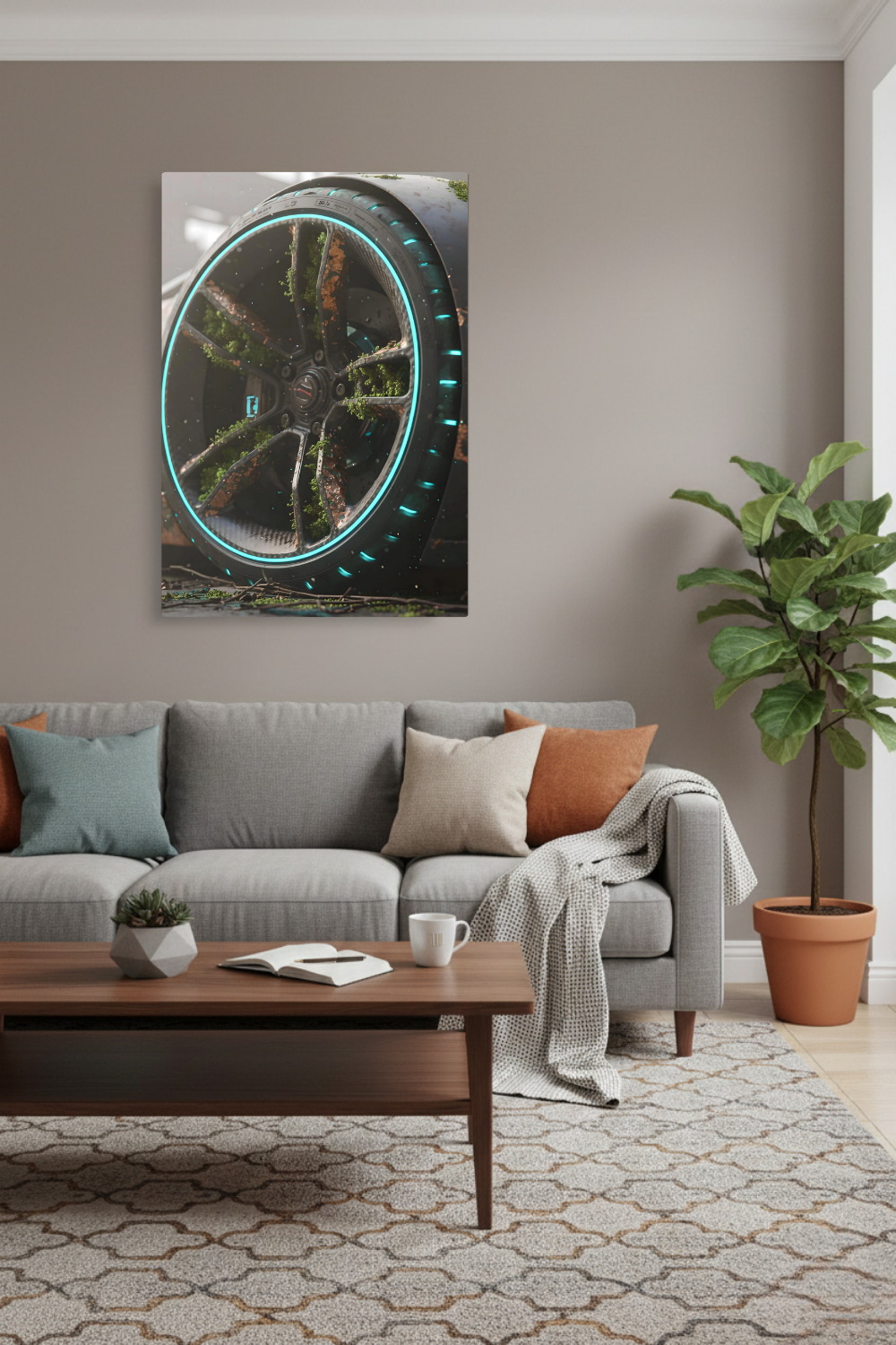 High-Tech trifft Wildnis: „Nature Overdrive“ zeigt die Symbiose aus Mechanik & Moos. Einzigartige Kunst für Industrial Style & Büros. Jetzt bei Gudekind. Dibond
