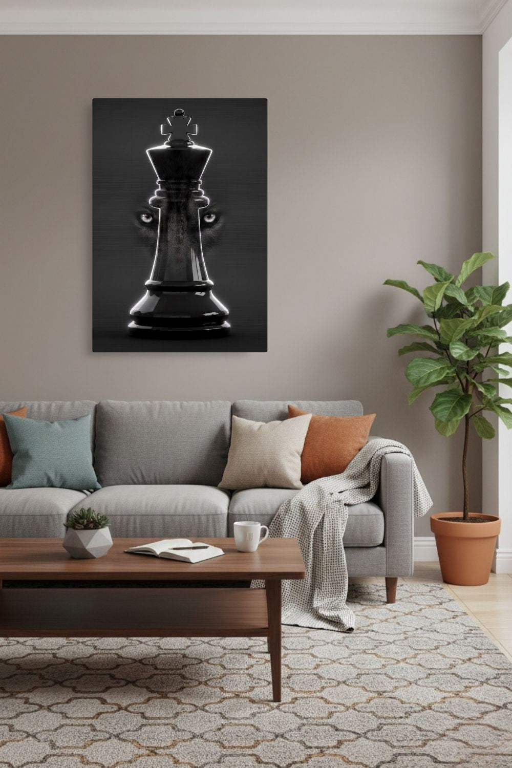 Setzen Sie ein Zeichen für Führung & Strategie. "Alpha Strategy" vereint die Eleganz des Schachs mit der Kraft des Wolfes. Brushed