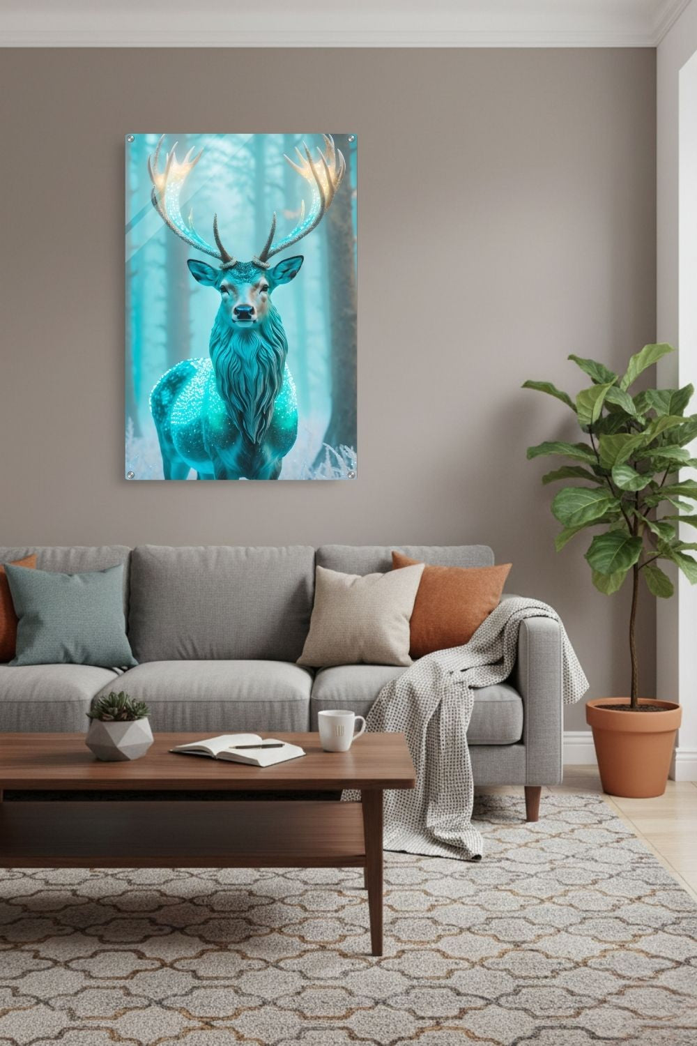 Wächter des Waldes: „The Sentinel“ besticht durch leuchtendes Geweih & magische Türkistöne. Ein exklusives Natur-Kunstwerk für Ihr Zuhause bei Gudekind. Acryl