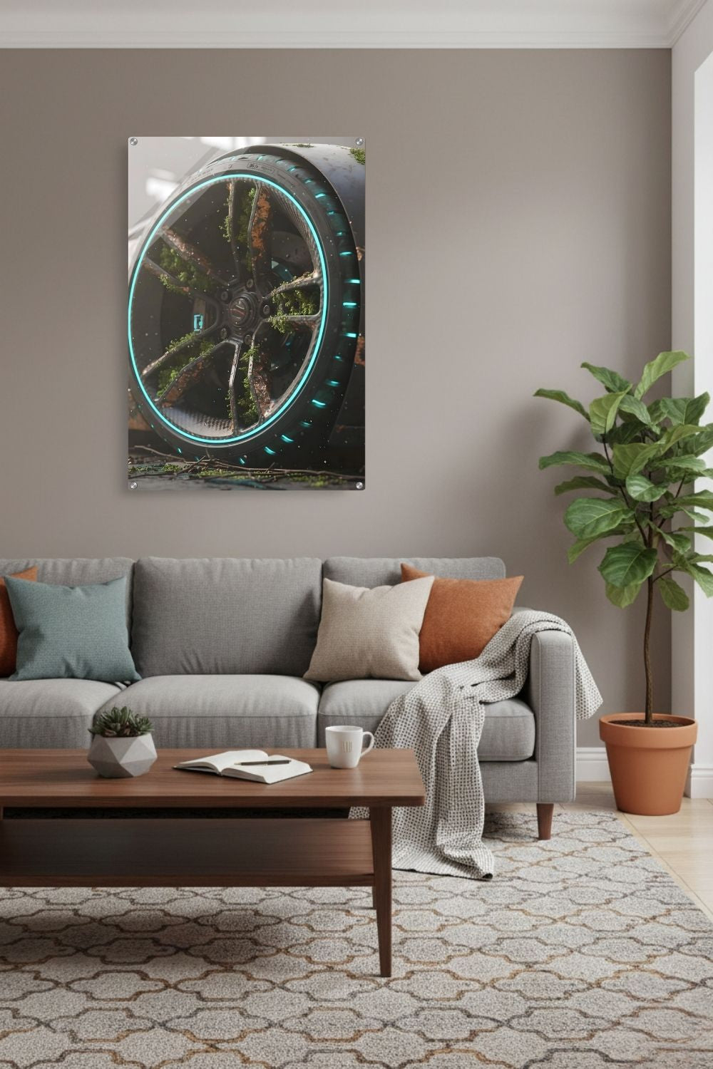 High-Tech trifft Wildnis: „Nature Overdrive“ zeigt die Symbiose aus Mechanik & Moos. Einzigartige Kunst für Industrial Style & Büros. Jetzt bei Gudekind. Acryl