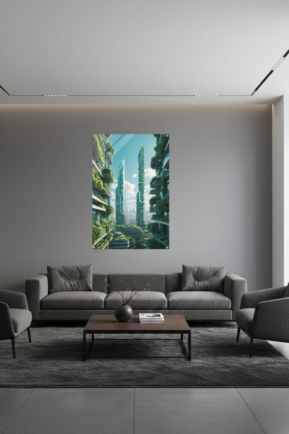 Die Stadt der Zukunft: „Urban Utopia“ vereint moderne Architektur mit üppiger Natur. Ein visionäres Wandbild für Ihr Zuhause. Jetzt bei Gudekind bestellen. Acryl