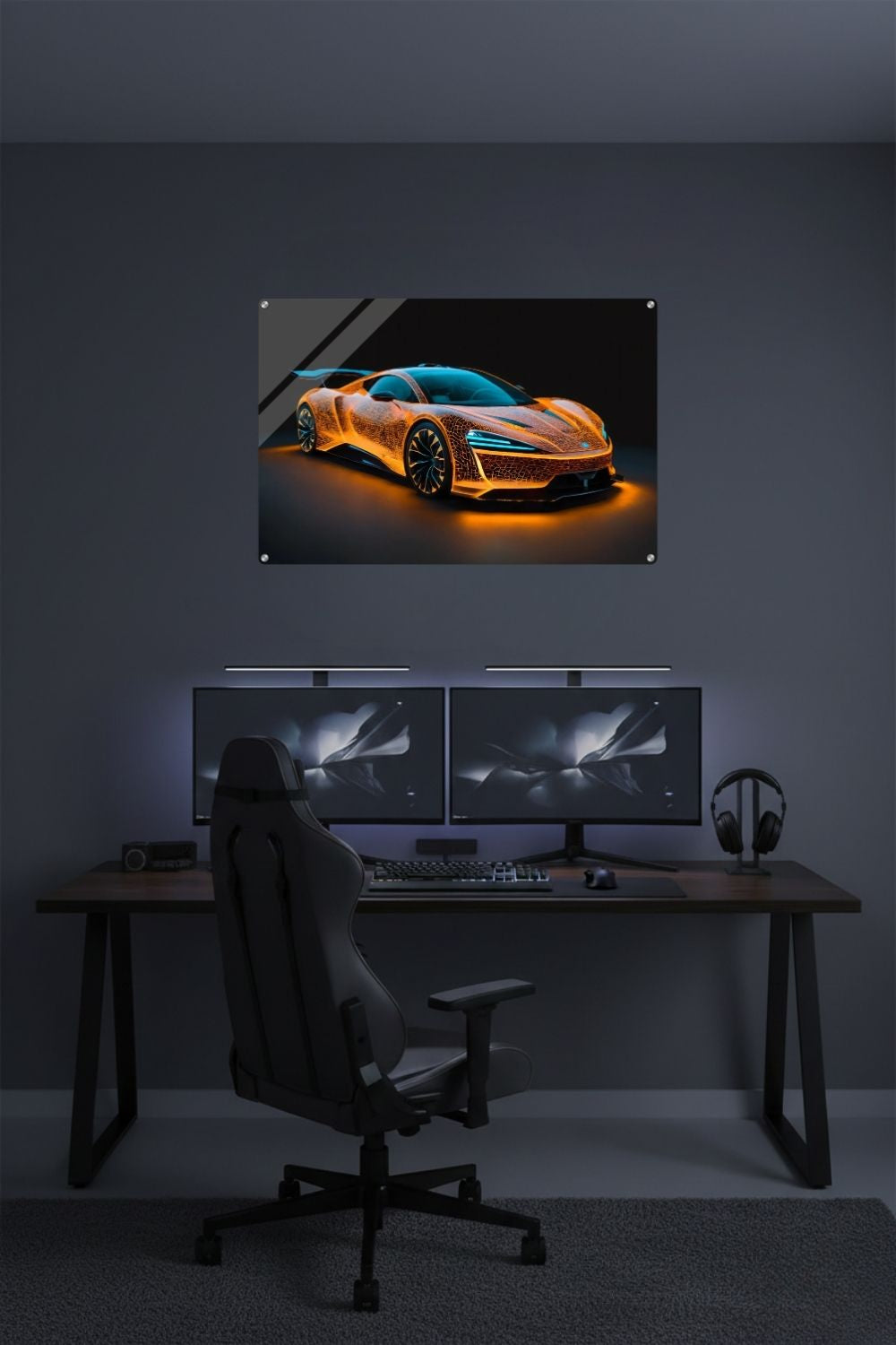 Elektrisierende Geschwindigkeit: „Energy Circuit“ zeigt einen Sportwagen mit leuchtenden Schaltkreisen. Perfekt für modernes Interior. Jetzt bei Gudekind kaufen. Acryl