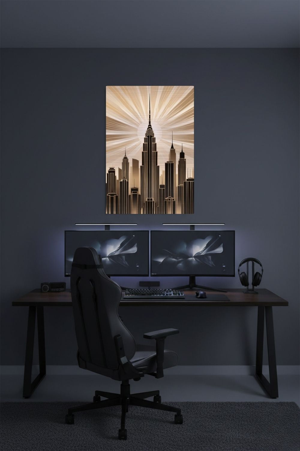 Zeitlose Eleganz: „Empire Radiance“ bringt den Glamour der 20er Jahre als modernes Skyline-Wandbild in Ihr Zuhause. Jetzt exklusiv bei Gudekind bestellen. Brushed