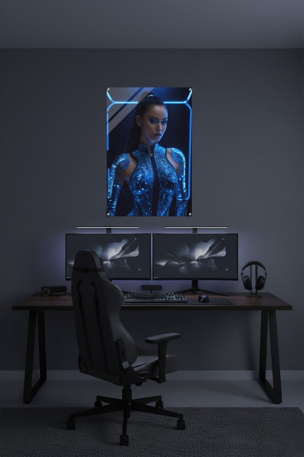Digitale Eleganz: „Cyber Queen“ fasziniert durch leuchtende Schaltkreise & futuristisches Design. Jetzt als exklusives Wandbild bei Gudekind bestellen. Acryl