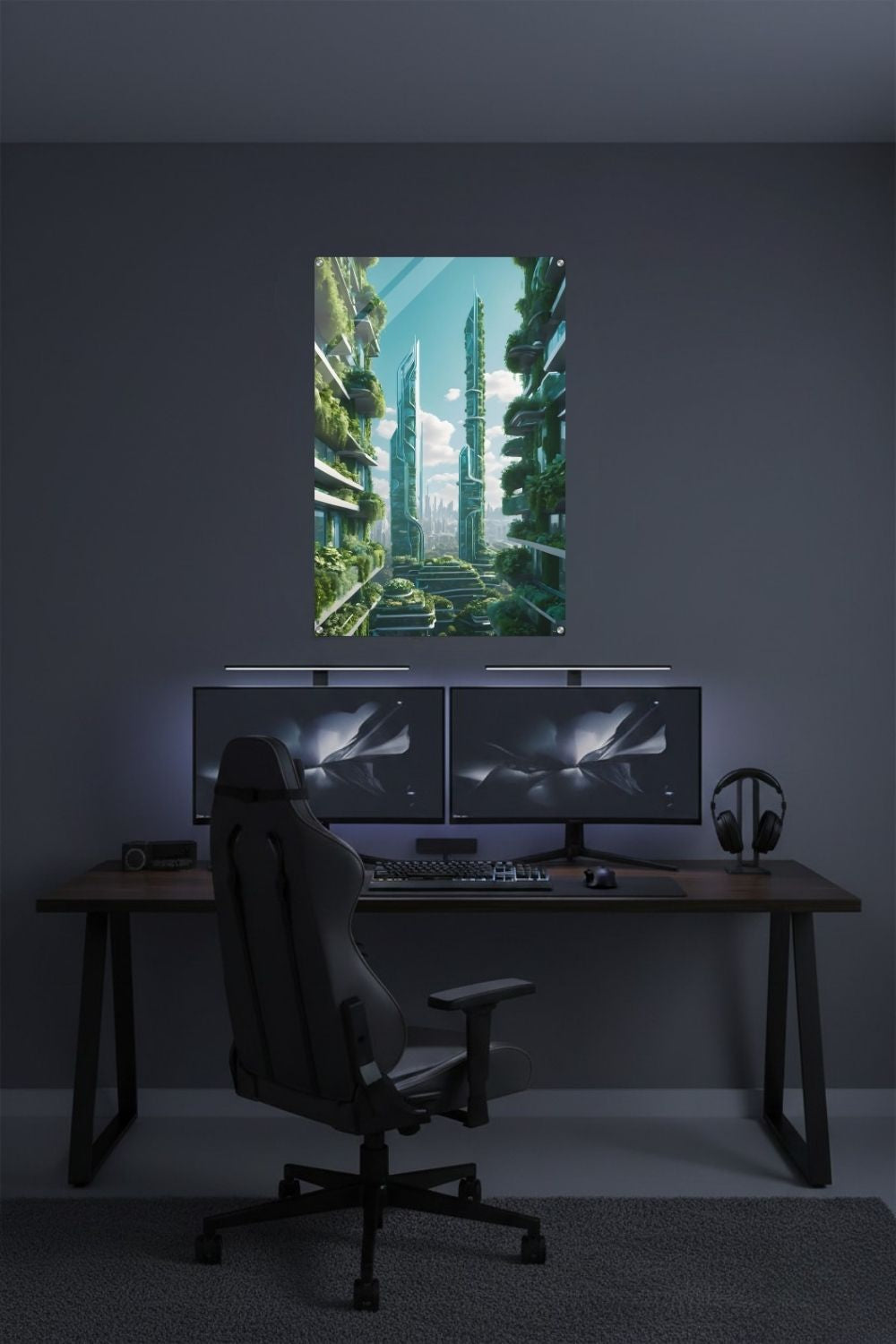 Die Stadt der Zukunft: „Urban Utopia“ vereint moderne Architektur mit üppiger Natur. Ein visionäres Wandbild für Ihr Zuhause. Jetzt bei Gudekind bestellen. Acryl