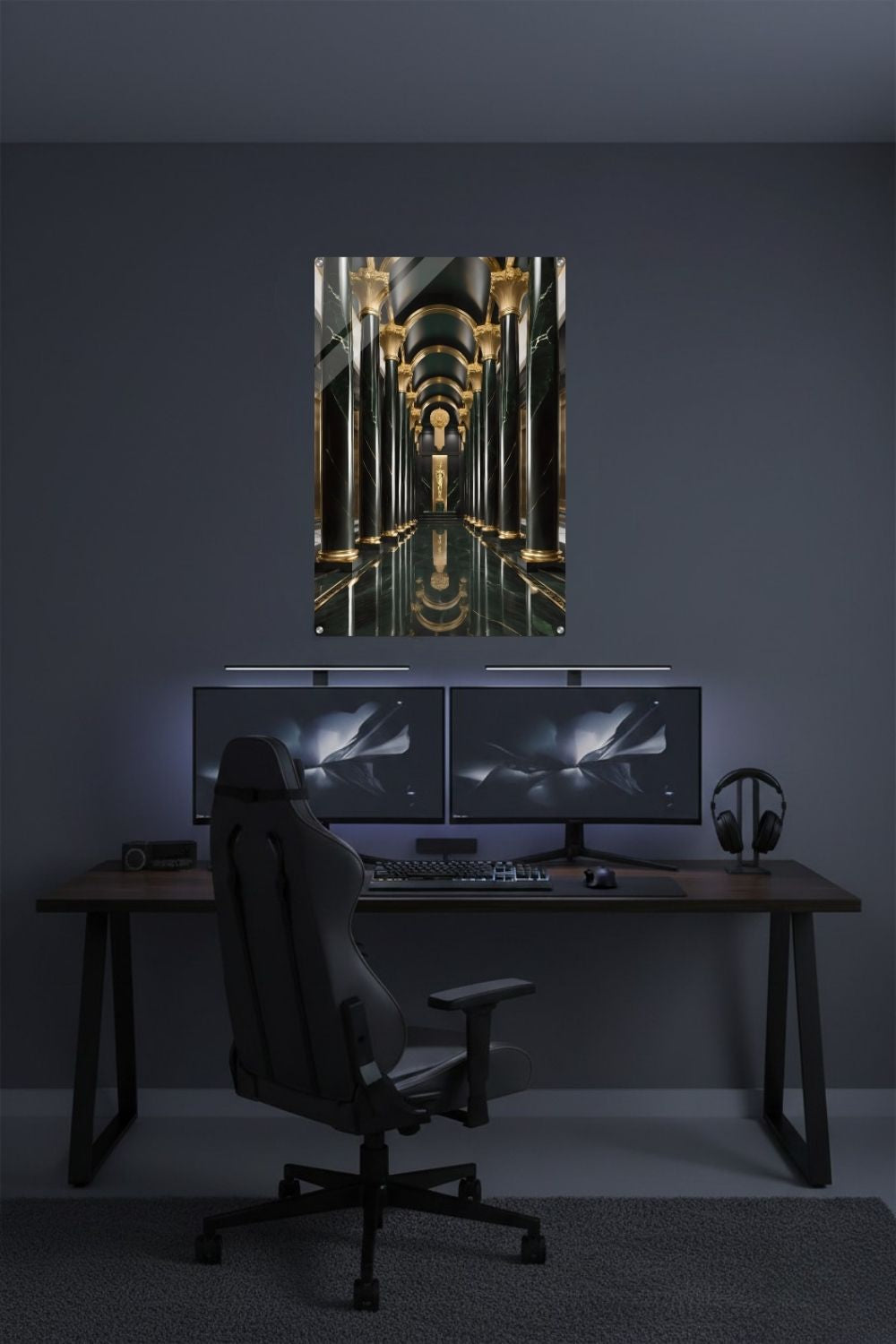 Maximale Opulenz: „Imperial Emerald Hall“ vereint grünen Marmor und goldenen Glanz in perfekter Symmetrie. Jetzt exklusive Premium-Kunst bei Gudekind entdecken. Acryl