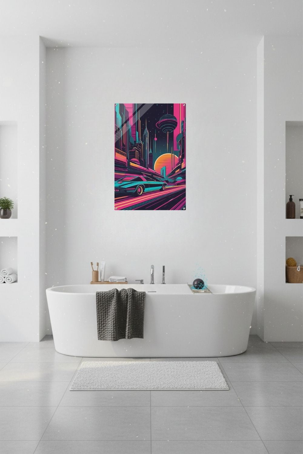 Bringen Sie die 80er zurück: „Neon Speedline“ besticht durch Cyberpunk-Farben & rasante Dynamik. Ein exklusives Statement-Piece. Jetzt bei Gudekind kaufen. Acryl