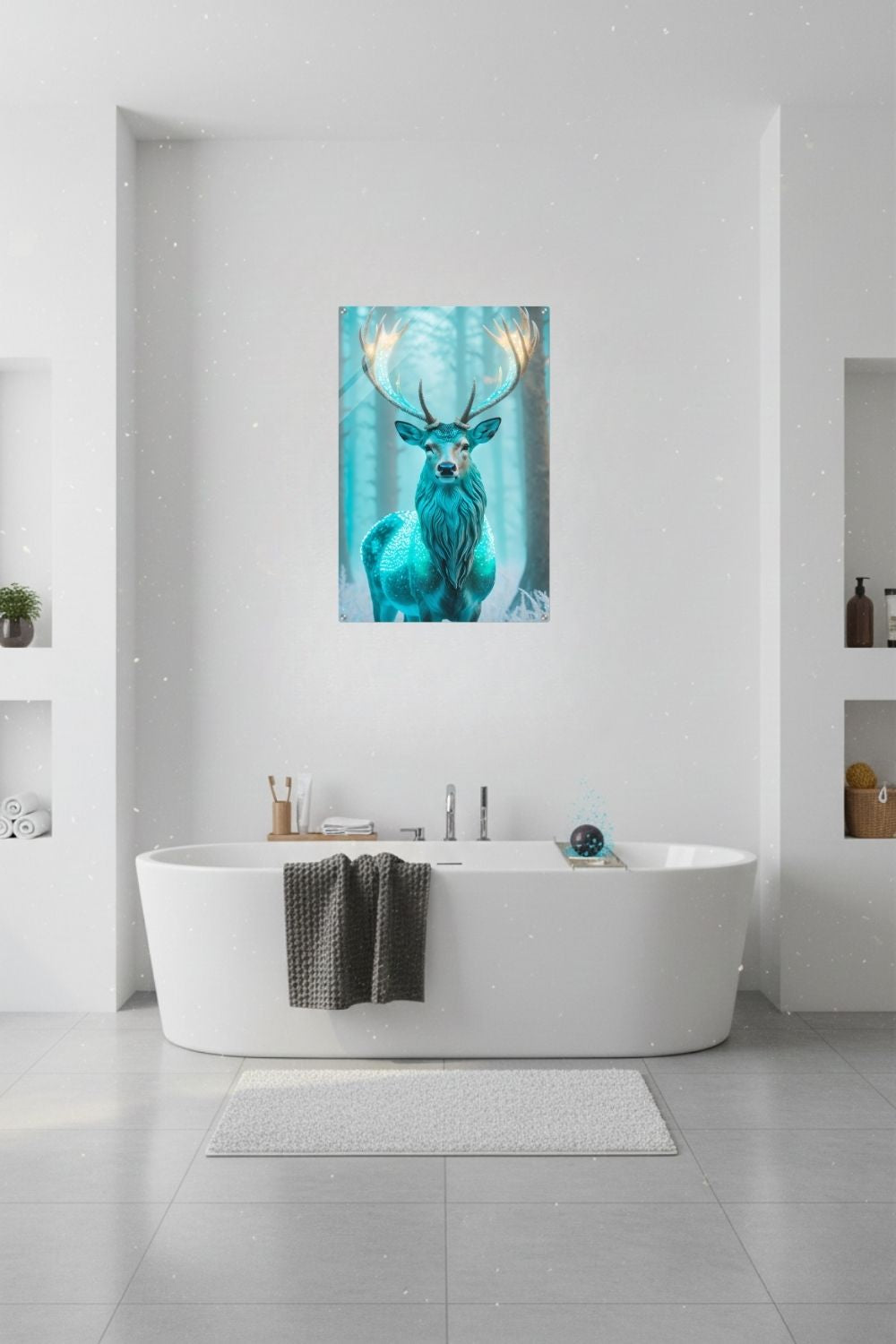 Wächter des Waldes: „The Sentinel“ besticht durch leuchtendes Geweih & magische Türkistöne. Ein exklusives Natur-Kunstwerk für Ihr Zuhause bei Gudekind. Acryl