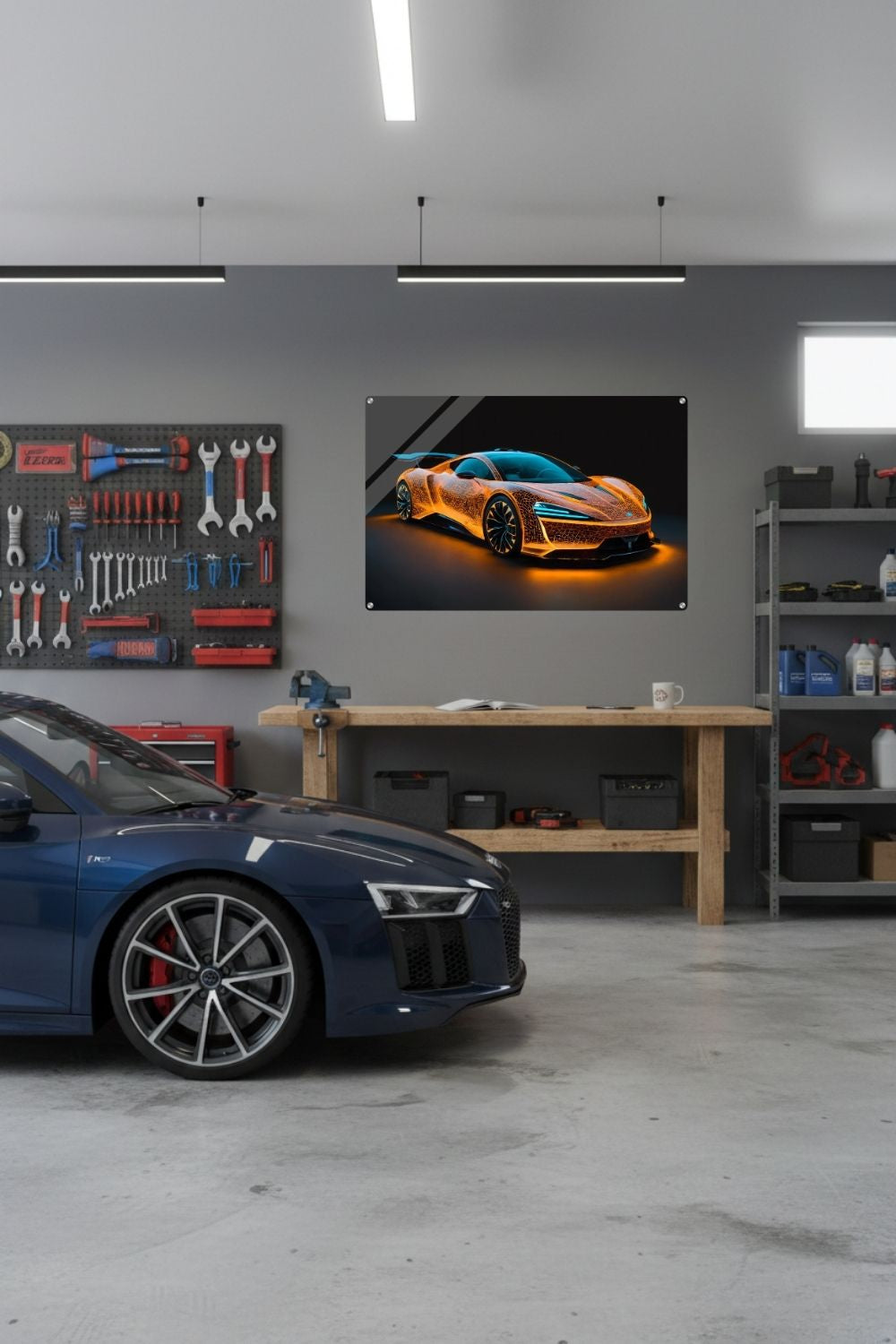 Elektrisierende Geschwindigkeit: „Energy Circuit“ zeigt einen Sportwagen mit leuchtenden Schaltkreisen. Perfekt für modernes Interior. Jetzt bei Gudekind kaufen. Acryl