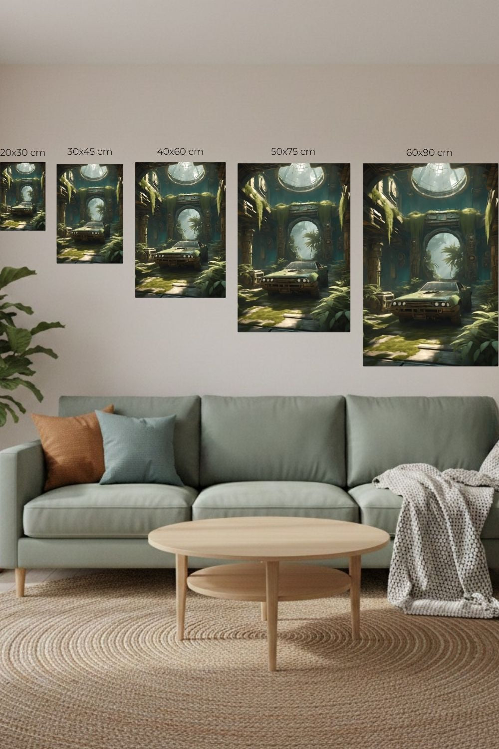 Vergangener Glanz trifft Natur: „Ancient Drive“ zeigt ein verlassenes Auto in einer überwucherten Ruine. Jetzt als hochwertiges Wandbild bei Gudekind kaufen. Dibond