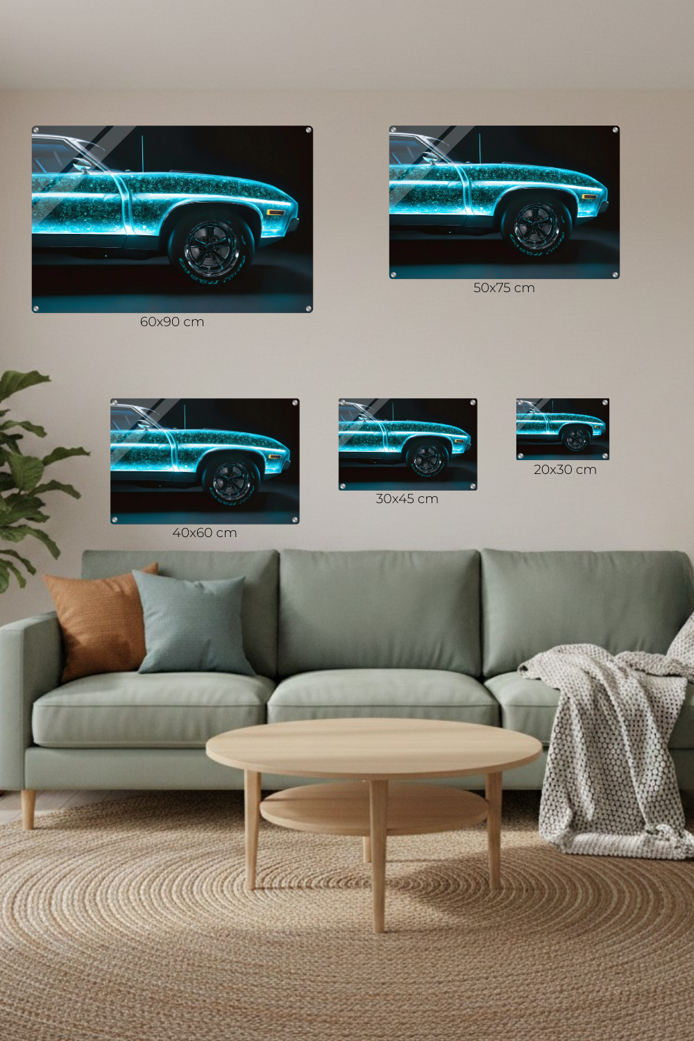 Tradition trifft Zukunft: „Neon Heritage“ zeigt ein klassisches Auto mit leuchtendem High-Tech-Kern. Einzigartiges Design für Technik-Fans bei Gudekind. Acryl